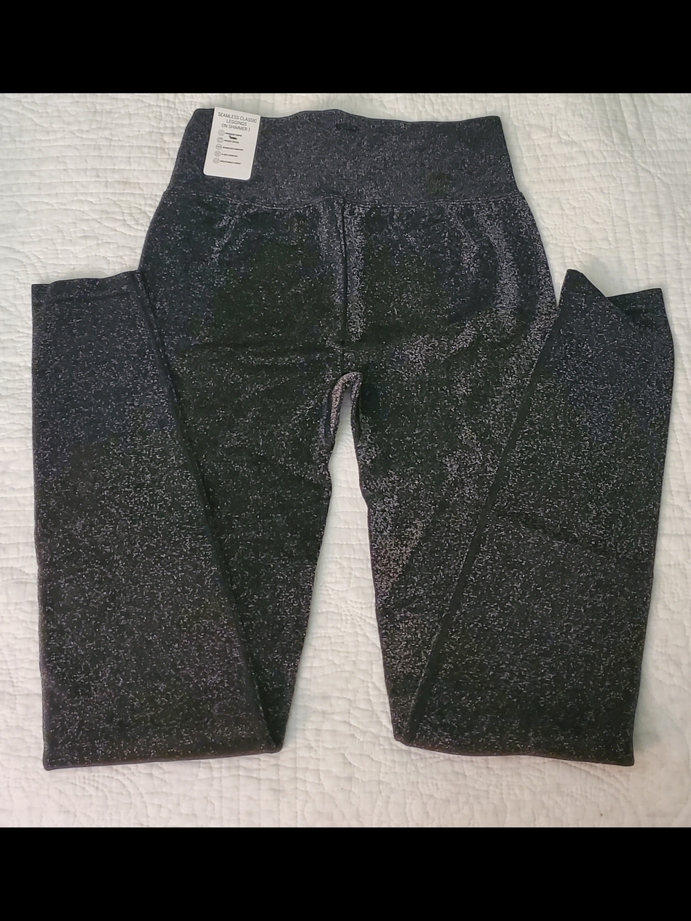 VS PINK Seamless Classic Leggings Shimmer Black - Medium NWT - Picture 6 of 7